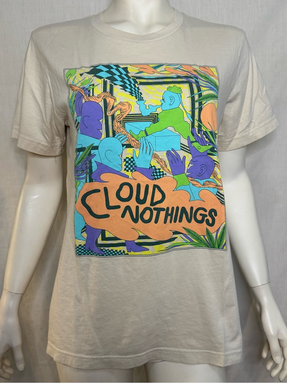 Cloud Nothings band beige t shirt size medium